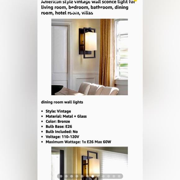 INDOOR WALL SCONCE BRONZE FINISH WITH MILKGLASS - Picture 7 of 15